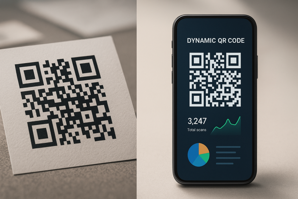 Comparison of static vs dynamic QR code on paper and smartphone