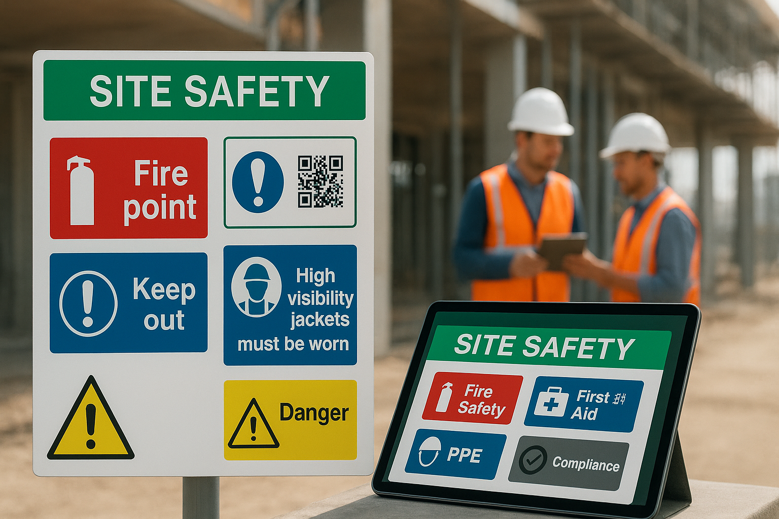construction site safety signage with qr code sign printing